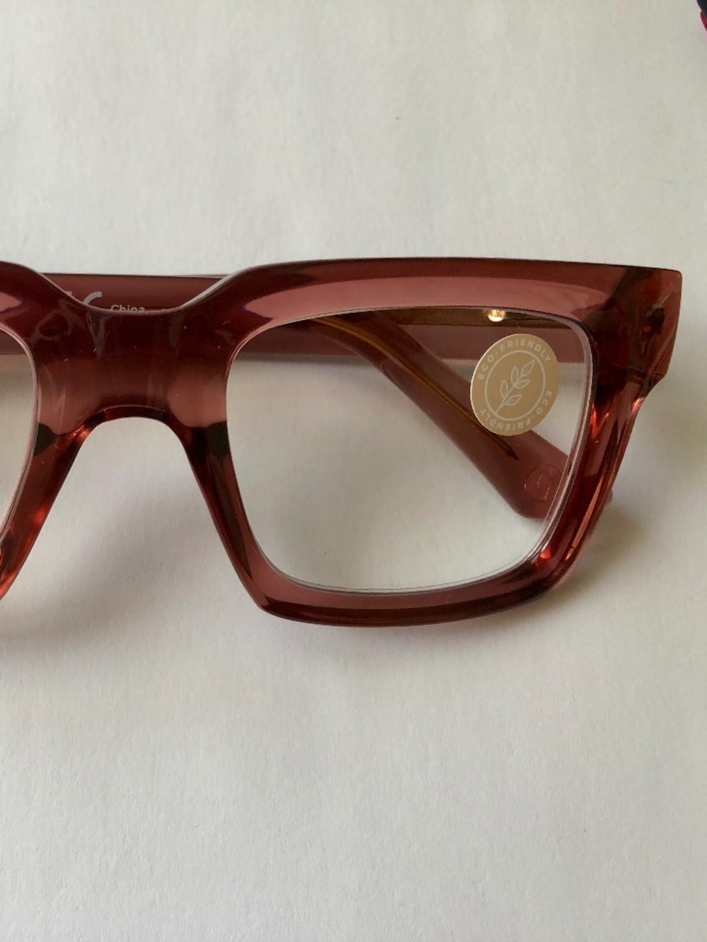 NEW ANTHROPOLOGIE ROSE SPOTLIGHT BLUE LIGHT PEEPERS READING GLASSES +1.00 - Picture 3 of 3